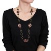 EVERLY JEWELRY | Yellow Plated Goldtone 35 MM Oval Leopard Bead and Onyx Bead Link Necklace - 30 in - 2 of 2