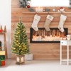 Tangkula 4FT Artificial Potted Christmas Tree Xmas Entrance Tree with 116 Branch Tips Pine Needles 100 LED Lights - 3 of 4