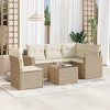 vidaXL 6 Piece Patio Sofa Set with Cushions Beige Poly Rattan - Beige and Cream With Table - 2 of 4
