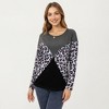 Anna-Kaci Women's Ribbed Knit Top with Leopard Print Contrast and V-Cut Design - 2 of 4