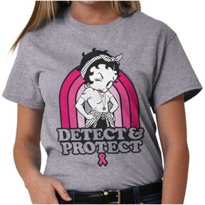Betty Detect Protect Breast Cancer Womens Graphic T Shirt Tees Brisco Brands - 1 of 4