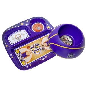 Remarkabowl 2-Piece Kids Sports Mealtime Set - Basketbowl, Purple - 1 of 2