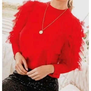 Women's Lace Detail Sweater - Vine & Love - 1 of 3