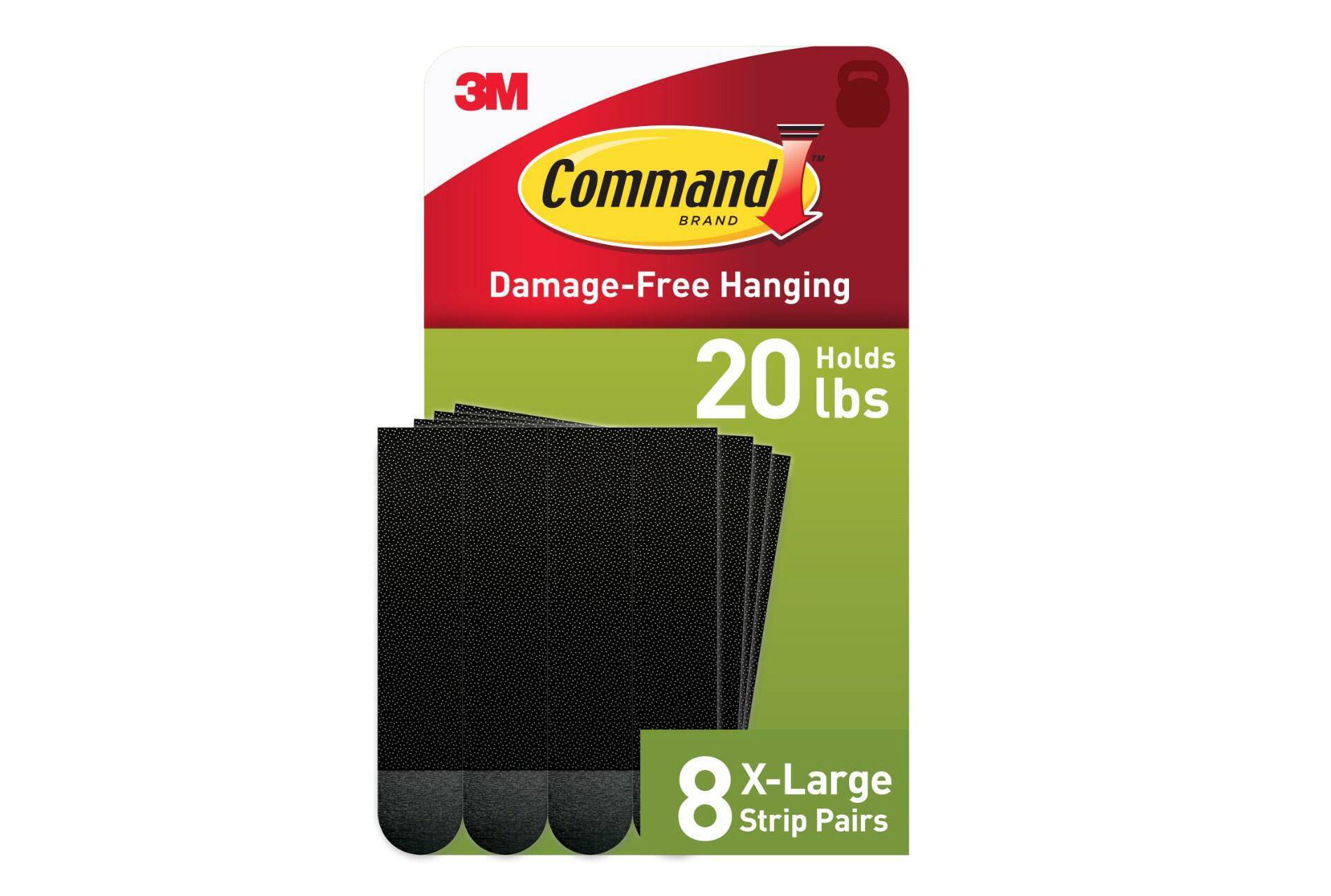 Command 8pk Heavy PHS Adhesives Black: Mounting Adhesive Strips, Heavy Duty, Plastic, Office Supplies