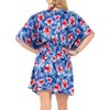 LA LEELA Women's Vacation Beachwear Mini Bathing Suit Summer Beach Dress Plus Size Fall Swimsuit Cover Ups 1X-2X Blue, Floral - 2 of 4