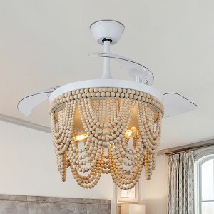 Bella Depot 42" Bohemia Retractable Ceiling Fan with Light and Remote - 1 of 4