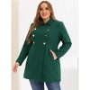 Agnes Orinda Women's Plus Size Winter Fashion Double Breasted with Pockets Warm Pea Coats - image 2 of 4