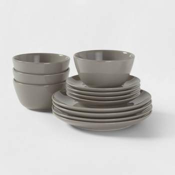 12pc Stoneware Avesta Dinnerware Set Gray - Project 62™