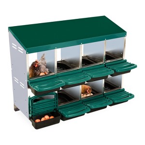 Chicken Nesting Box, 8 Hole Chicken Laying Box with Chicken Perch, Heavy Duty Metal Roll Away Nest Box for Chicken Coop Hens - 1 of 4