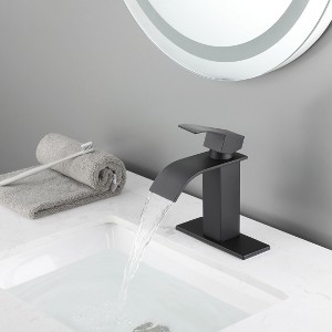 PAGED Waterfall Bathroom Faucet, Single Handle Bathroom Sink Faucet with Anti-Rust Surface Treatment - 1 of 4