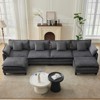 130''  Modular Sectional Sofa, 3 Seater Corduroy Couch with Ottoman & Throw Pillows, Modern Grey L-Shaped Sofa,Cloud Deep Seat Couch for Living Rooms - 4 of 4
