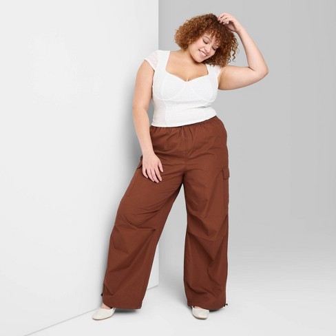 Women's High-rise Cargo Utility Pants - Wild Fable™ Off-white 1x