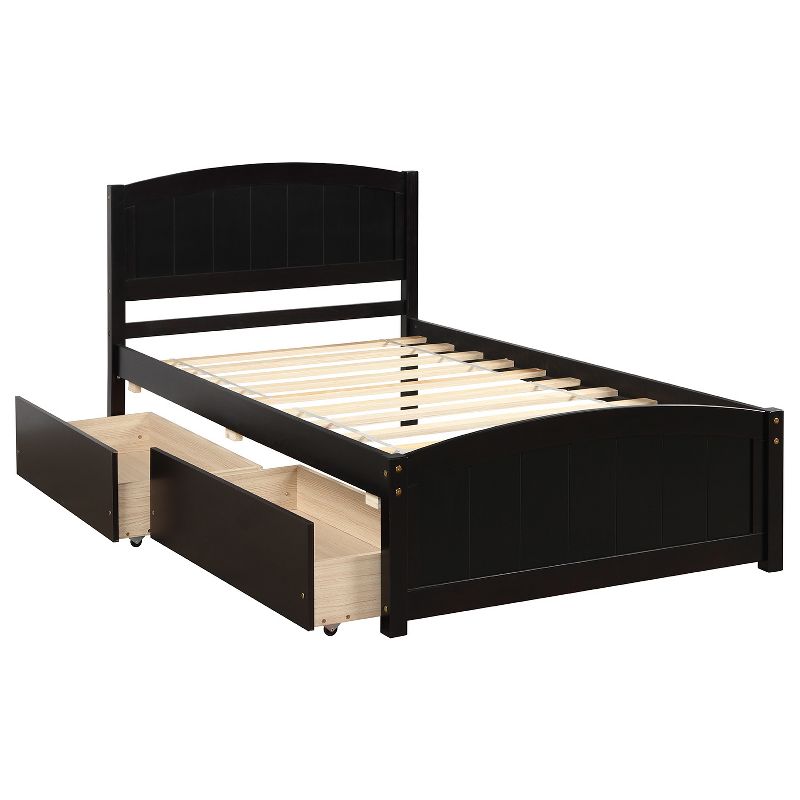 Twin size Platform Bed with Two Drawers-ModernLuxe, 2 of 11