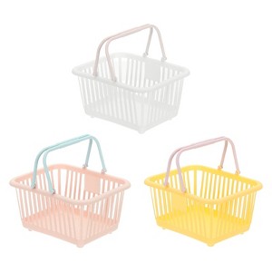 Unique Bargains Plastic Grocery Shopping Toy Organizing Mini Decorative Baskets 6.3" x 3.5" x 5.1" 3 Pcs - 1 of 4
