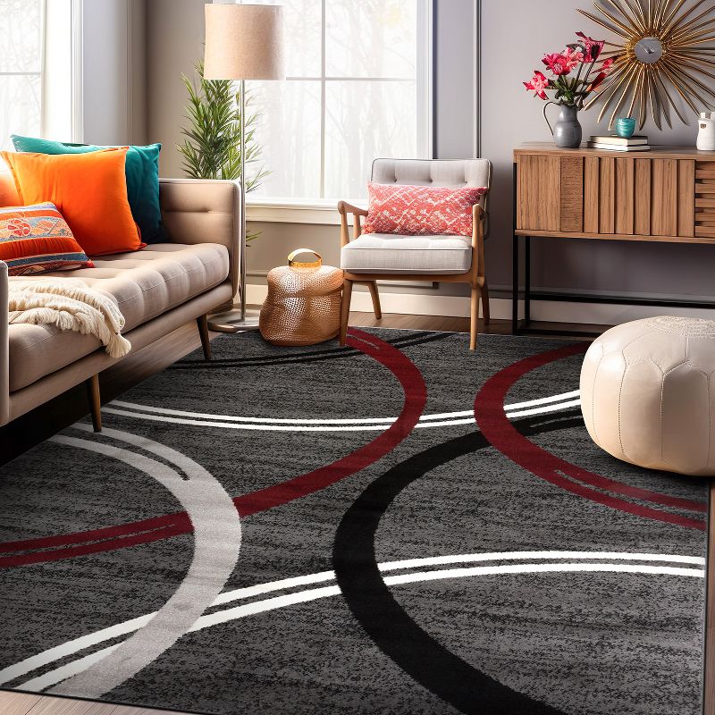 World Rug Gallery Contemporary Abstract Circles Design Area Rug, 3 of 12