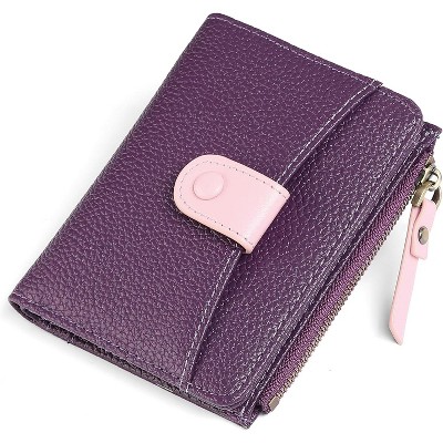 BEAFUP Small Wallet Women,PU Vegan Leather RFID Blocking Bifold Zipper Pocket Card Holder with ID Window