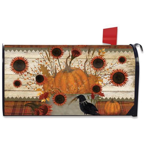 Primitive Pumpkins Autumn Magnetic Mailbox Cover Sunflowers Fall ...