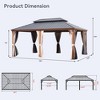 COWLOWN 12' X 18' Double Tier Hardtop Gazebo Equipped with Reinforced Galvanized Steel Roof, Curtains and Netting for Patio, Lawn, Deck and Backyard - 4 of 4