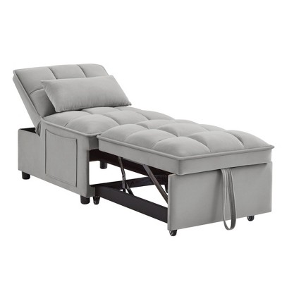 NicBex Modern Pull Out Sofa Bed Velvet Convertible Single Sofa with Adjustable Back and Pillows for Living Room