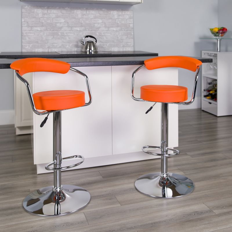Flash Furniture Contemporary Vinyl Adjustable Height Barstool with Arms and Chrome Base, 2 of 6