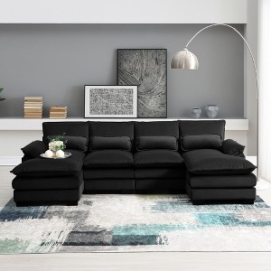 Whisen Upholstered Symmetrical Sectional Sofa with Chaise Lounge and Waist Pillows - 1 of 4