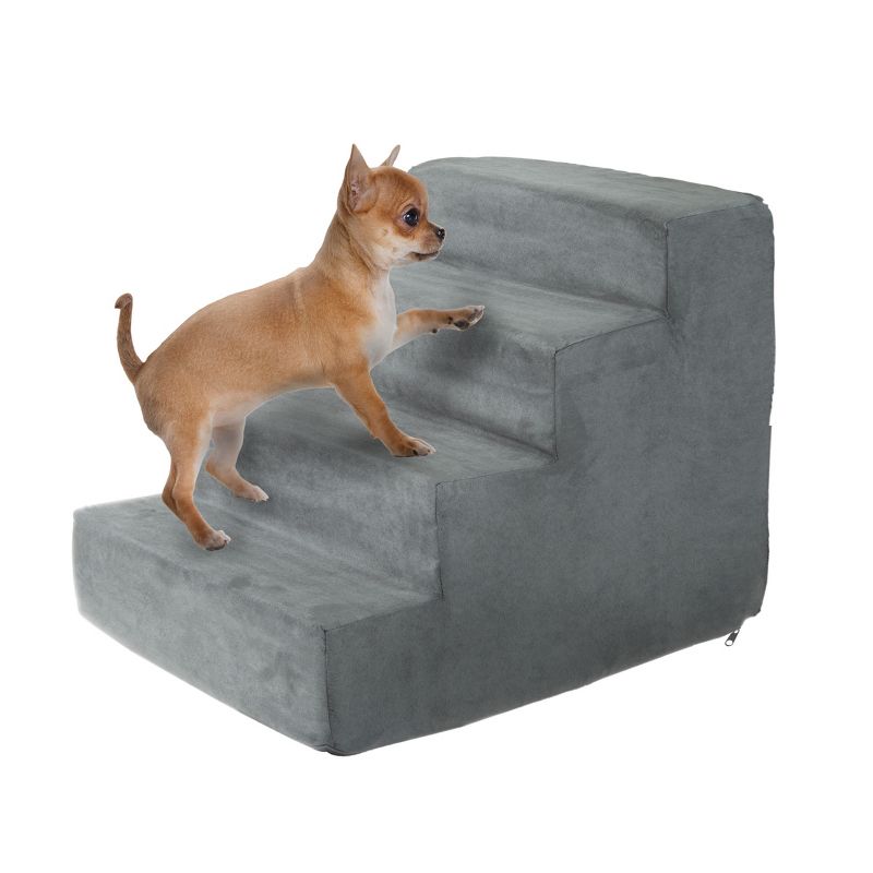 Pet Adobe 4-Step Stairs for Dogs and Cats - High-Density Foam, Gray, 1 of 7