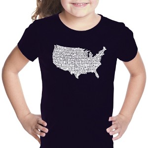 LA Pop Art Girl's Word Art T-shirt - THE STAR SPANGLED BANNER - 1 of 4
