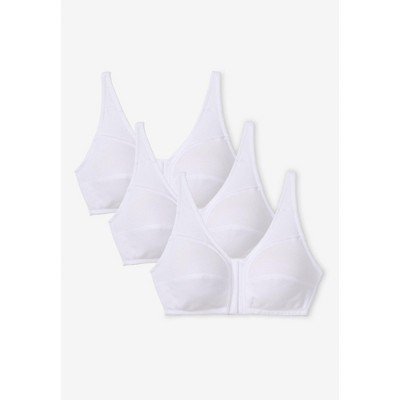 Comfort Choice Women's Plus Size 3-Pack Front-Close Cotton Wireless Bra Core Colors