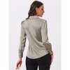 INSPIRE CHIC Women's Puff Long Sleeve Point Collar Vintage Button Work Satin Shirt - 4 of 4