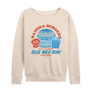 Women's - Star Wars - Bantha Burgers Lightweight French Terry Wide Neck Long Sleeve Graphic Shirt - 1 of 4