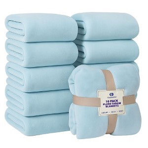 Continental Bedding Microfleece Bed Blankets - 10 Pack - Soft Lightweight Fleece Throw Blanket Single Color Set - Ivory, Purple, Pink, Blue, Gray - 1 of 4
