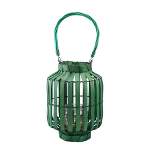 Kaemingk 20" Tropicalia Green Cabana Tiki Bar Votive Candle Holder Lantern