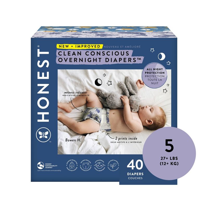 The Honest Company Clean Conscious Disposable Overnight Diapers Cozy Cloud + Star Signs  - (Select Size and Pattern), 1 of 11
