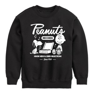 Boys' - Peanuts - Snoopy Charlie Brown Records Graphic Long Sleeve Fleece Sweatshirt - 1 of 4