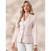 Women's Blazers Cinched Waist Lapel Blazer Jackets Long Sleeve Linen-Texture Dressy Blazer Faux Flap Pockets Formal One Button Suits - 3 of 4