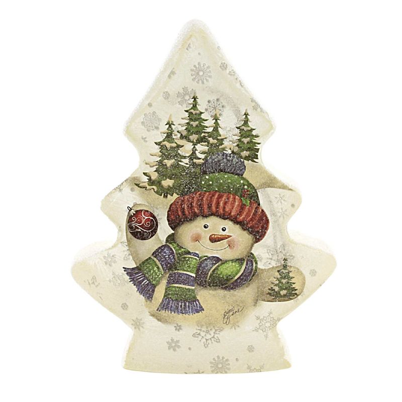 Stony Creek 8.5 Inch Jolly Snowman Christmas Tree Snow Electric Winter Novelty Sculpture Lights, 1 of 4