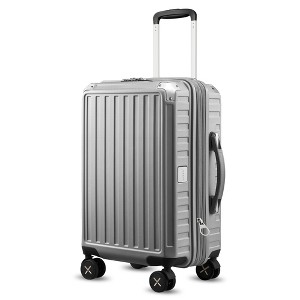 LUGGEX Carry On Luggage 20Inch Airline Approved, PC Expandable Hard Shell Suitcases with Spinner Wheels, Silver,White - 1 of 4
