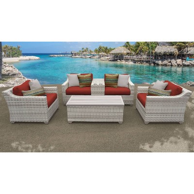 Fairmont 6pc Patio Sectional Seating Set with Cushions - Terracotta - TK Classics