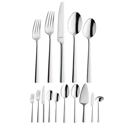 Amefa Moderno 45-Piece Silverware Flatware Cutlery Set Service for 8, Durable 18/10 Stainless Steel High Gloss Mirror Finish