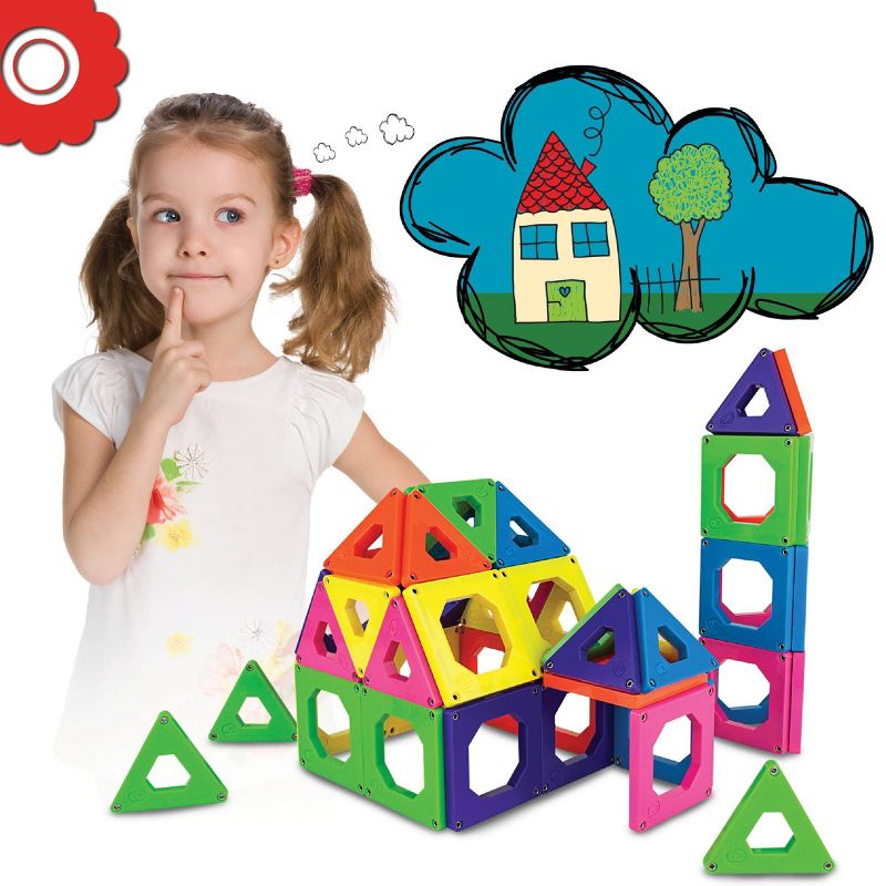 Discovery Kids Magnetic Tile Building Blocks Set 50pc, 4 of 11