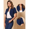 INSPIRE CHIC Women's Casual Open Front 3/4 Sleeve Collarless Business Blazer Cardigan - 2 of 4