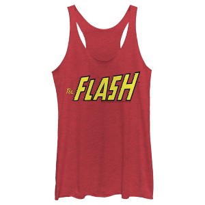 Women's Justice League The Flash Text Racerback Tank Top - 1 of 3