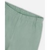 Deux par Deux Girl Organic Cotton Jersey Leggings Jade Green with Floral Detail - 4 of 4