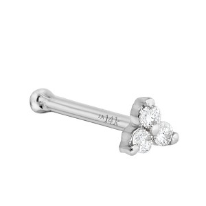 Jewelry Avalanche 14K Gold 22G 3-stone 0.015ctw Moissanite Ball-end Nose Stud - 1 of 4