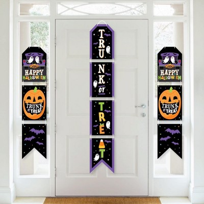 Big Dot of Happiness Trunk or Treat - Hanging Vertical Paper Door Banners - Halloween Car Parade Party Wall Decoration Kit - Indoor Door Decor
