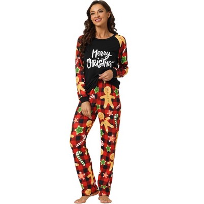 cheibear Christmas Sleepwear Long Sleeve Tee with Pants Lounge Family Pajama Sets