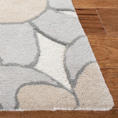 Ivory and Pink Tufted Handmade Wool Kids Rug, 3' x 5'