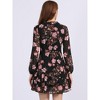 INSPIRE CHIC Women's Summer Floral Layered Tie V-Neck Semi-Sheer Long Sleeve Mini Dress - 4 of 4