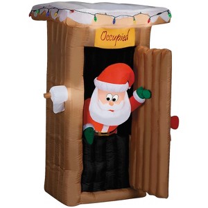 6 Ft. Airblown® Inflatable Animated Santa in Outhouse with Lights Christmas Outdoor Yard Decoration - 1 of 3