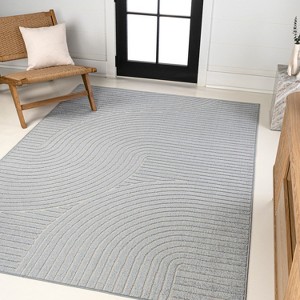 JONATHAN Y Hallie High-Low Minimalist Curve Geometric Indoor/Outdoor Area Rug - 1 of 4